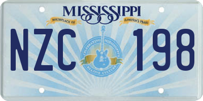 MS license plate NZC198
