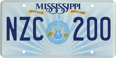 MS license plate NZC200