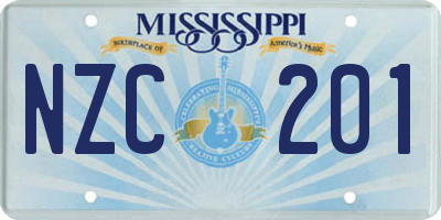 MS license plate NZC201