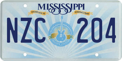 MS license plate NZC204