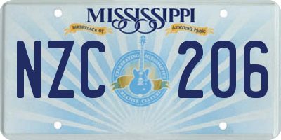 MS license plate NZC206