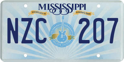 MS license plate NZC207