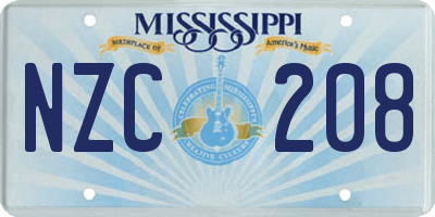 MS license plate NZC208