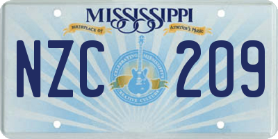 MS license plate NZC209