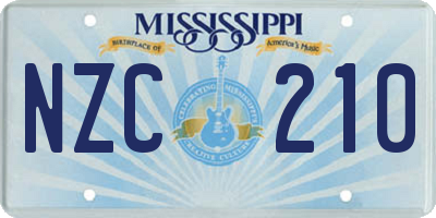 MS license plate NZC210