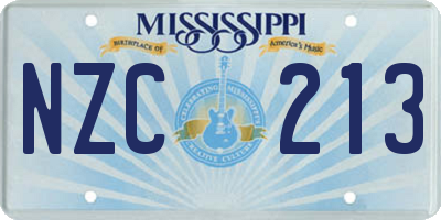 MS license plate NZC213