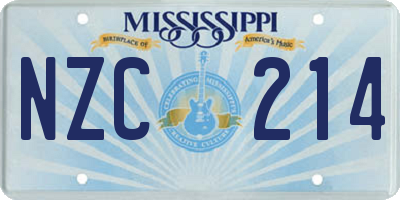 MS license plate NZC214