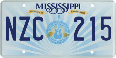 MS license plate NZC215