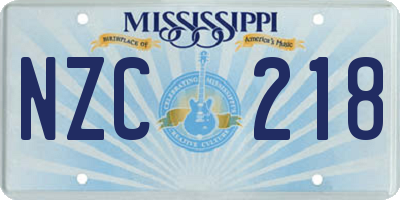 MS license plate NZC218