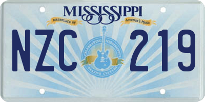 MS license plate NZC219