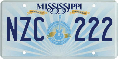 MS license plate NZC222