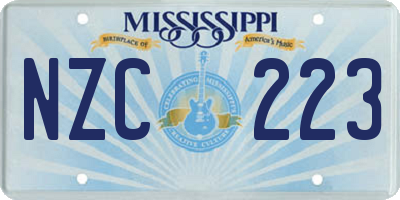 MS license plate NZC223