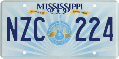 MS license plate NZC224