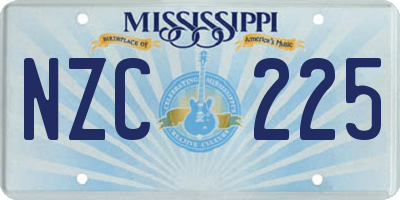 MS license plate NZC225