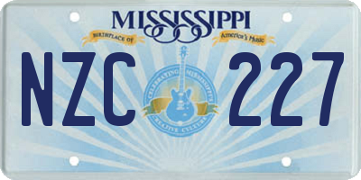 MS license plate NZC227