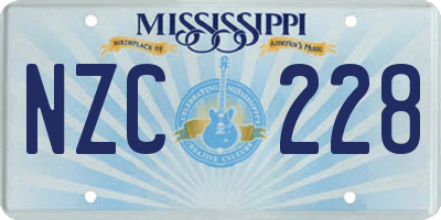 MS license plate NZC228