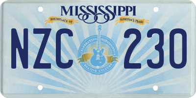MS license plate NZC230