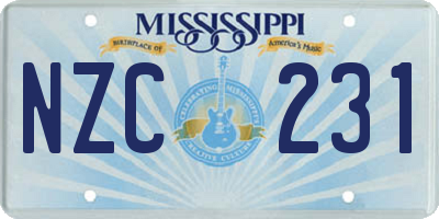 MS license plate NZC231