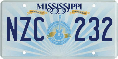 MS license plate NZC232