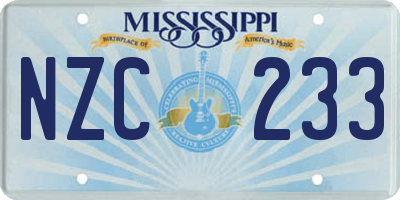 MS license plate NZC233
