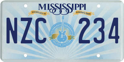 MS license plate NZC234