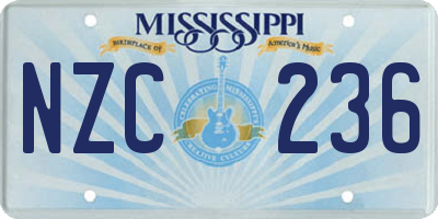 MS license plate NZC236