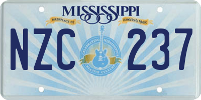 MS license plate NZC237