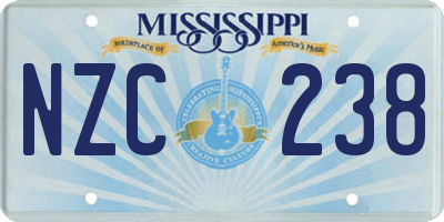 MS license plate NZC238