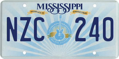 MS license plate NZC240