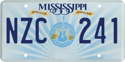 MS license plate NZC241