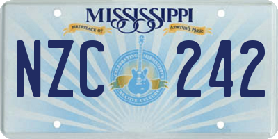 MS license plate NZC242