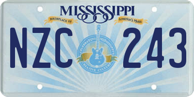 MS license plate NZC243