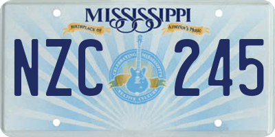 MS license plate NZC245