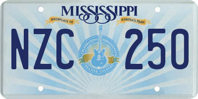 MS license plate NZC250