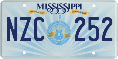 MS license plate NZC252
