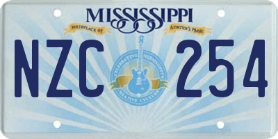 MS license plate NZC254