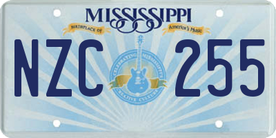 MS license plate NZC255
