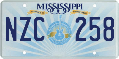 MS license plate NZC258