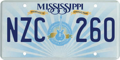 MS license plate NZC260