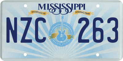MS license plate NZC263