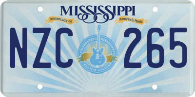 MS license plate NZC265