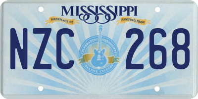 MS license plate NZC268