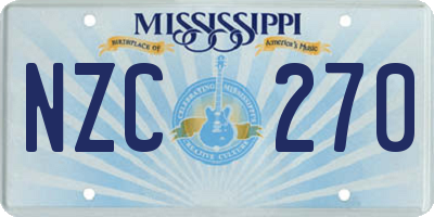 MS license plate NZC270