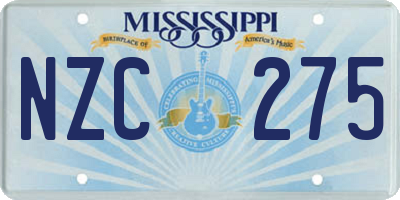 MS license plate NZC275