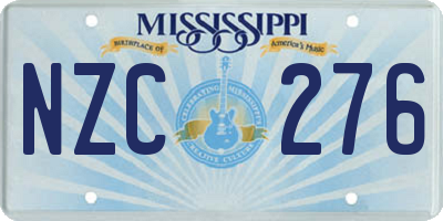 MS license plate NZC276