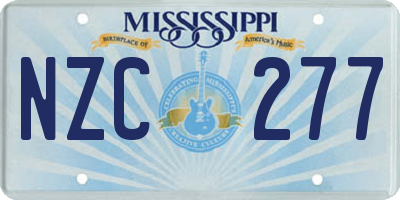 MS license plate NZC277