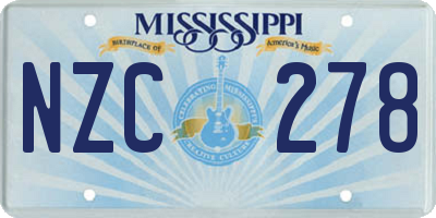 MS license plate NZC278