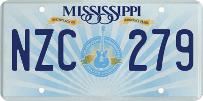 MS license plate NZC279