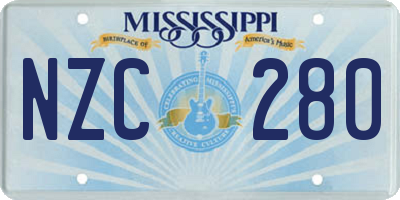 MS license plate NZC280