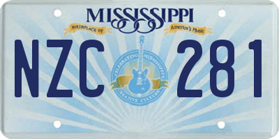 MS license plate NZC281